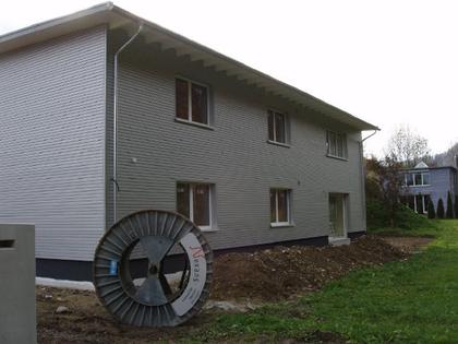 Neubau mit grauer Holzfassade