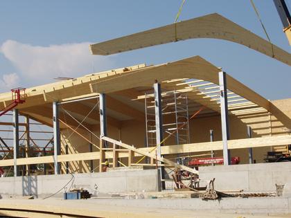 Holzbinder für eine Hallenkonstruktion